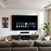 Wall-mounted smart TV displaying sharp 4K content in a modern living room.