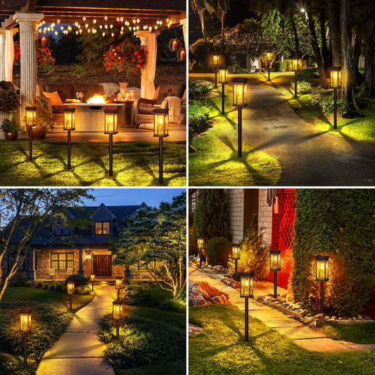 8 Pack Solar Pathway Lights Outdoor Waterproof, KOOPER Unique Outdoor Solar Lights, Bright Solar Garden Lights Outdoor, Auto On/Off Solar Lights Outdoor for Patio Yard Lawn Walkway Garden Decor