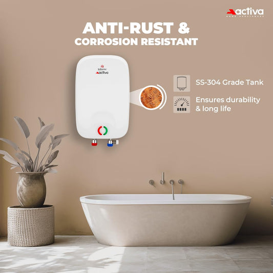 ACTIVA Inferno 6 L Instant Water Geyser | BEE 5-Star Rating | Powerful Copper Heating Element | ISI Marked | Energy Efficient | 5 Safety Protections | Compact Wall-Mounted Design | 5-Year Warranty