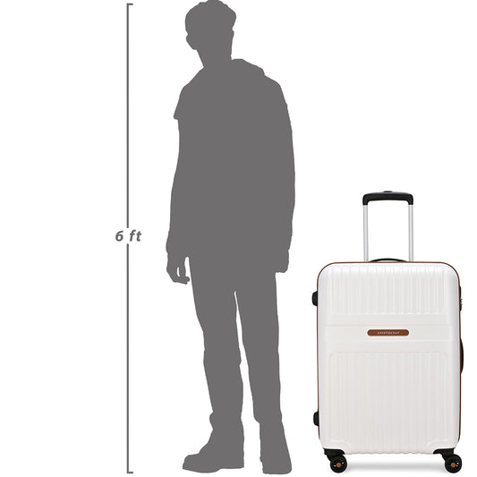 Aristocrat Atlas Check-in Trolley Bag 66cm | Medium | Hard Luggage | Smooth 8-Wheel Suitcase | Secure Combination Lock with Sturdy Zipper | Full Fabric Convipack | 3-Year Warranty (Pearl White)