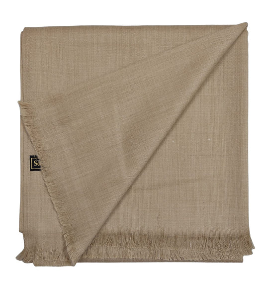 Arvore - Kashmiri Semi Pashmina Pure Wool Plain Men's Shawl, Warm and soft, (Size: 100 inch x 50 inch) (Brown)