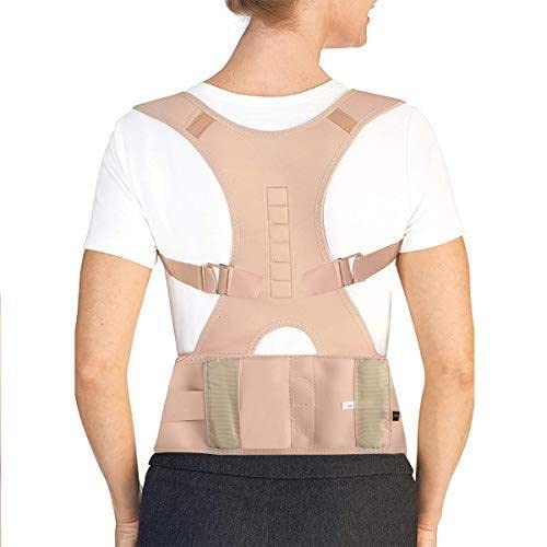 BRITSPEAR Neoprene Posture Corrector Shoulder Back Bone Braces Medical Support Abdominal Belt For Men And Women|Lumber Chest Support Pain Relief For Neck Shoulder (Universal Size_Beige)
