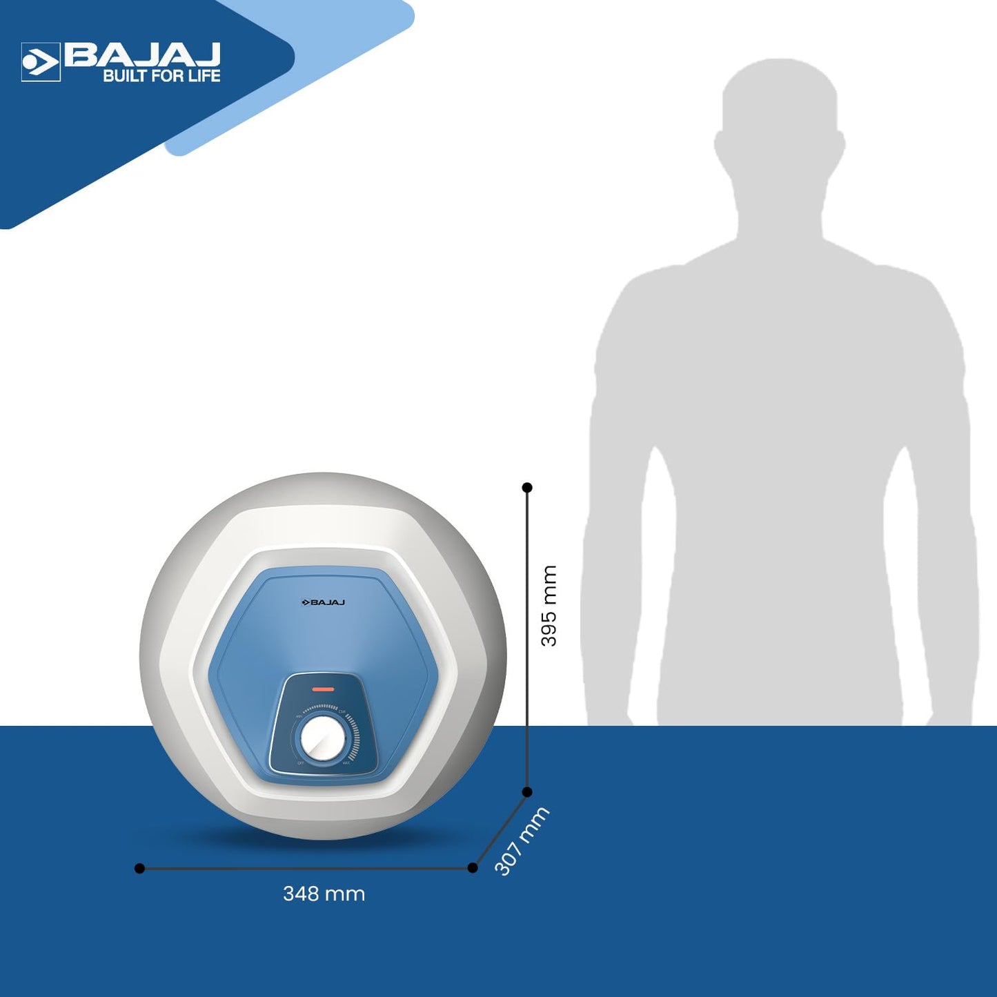 Bajaj Armour series Contempo 10L Storage Water Heater For Home|5 Star Rated Geyser For Bathroom|20% More Hot Water*|Thermostat Knob|Shock Resistant & Rust Proof|Child Safety Mode|4-Yr Warranty|White