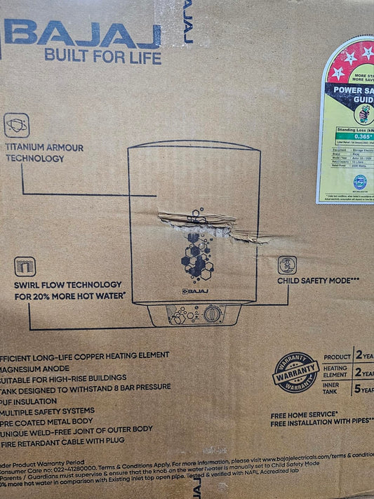 Bajaj Astor 10 Ltr Storage Water Heater | Water Heating With Swirl Flow Technology | Child Safety Mode | Inner Tank With 10 Years Warranty | Free Installation 【Grey & White】