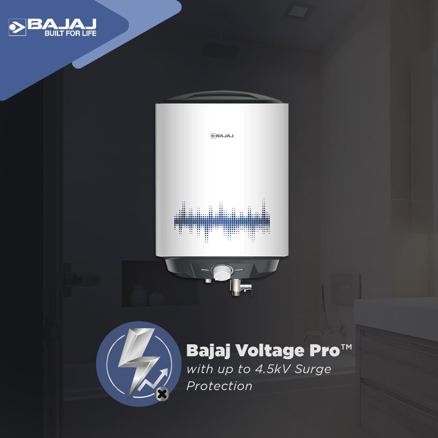 Bajaj Shield Series New Shakti 15L Storage Wall Mount Water Heater For Home|5-Star Rated Geyser|Child Safety Mode|For High Rise Buildings|10-Yr Tank 6-Yr Element 4-Yr Product Warranty|White&Grey