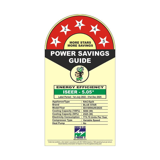 Blue Star 1.5 Ton 5 Star, 60 Months Warranty, Inverter Split AC (Copper, Convertible 5 in 1 Cooling, AI Pro, Smart Ready, 4 Way Swing, 2025 Model, IE518RNUR, White)