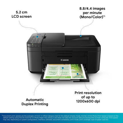 Canon PIXMA E4570 All in One (Print, Scan, Copy) WiFi Ink Efficient Colour Printer with FAX and Auto Duplex Printing for Home/Office
