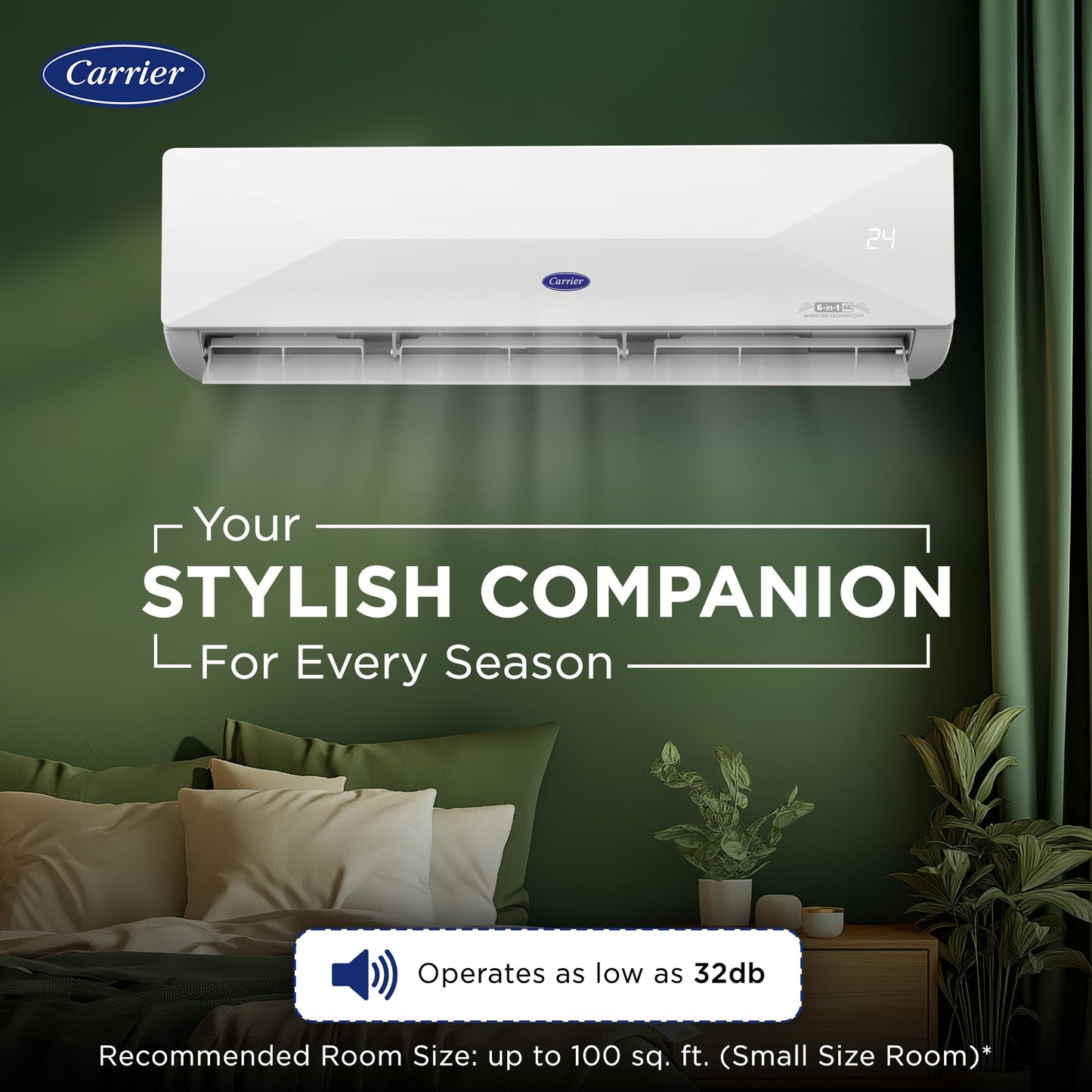 Carrier 1 Ton 3 Star Wi-Fi Smart Flexicool Inverter Split AC (Copper, Convertible 6-in-1 Cooling,Smart Energy Display,HD & PM 2.5 Filter, 2025 Model,ESTER EDGE FXi (Wi-Fi), CAI12EE3R35W0,White)