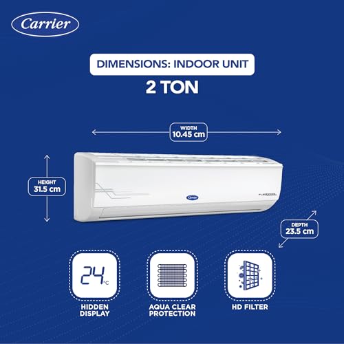 Carrier 2 Ton 5 Star AI Flexicool Inverter Split AC (Copper, Convertible 6-in-1 Cooling,Dual Filtration, Auto Cleanser, ESTER Exi, CAI24ES5R34F1,White)