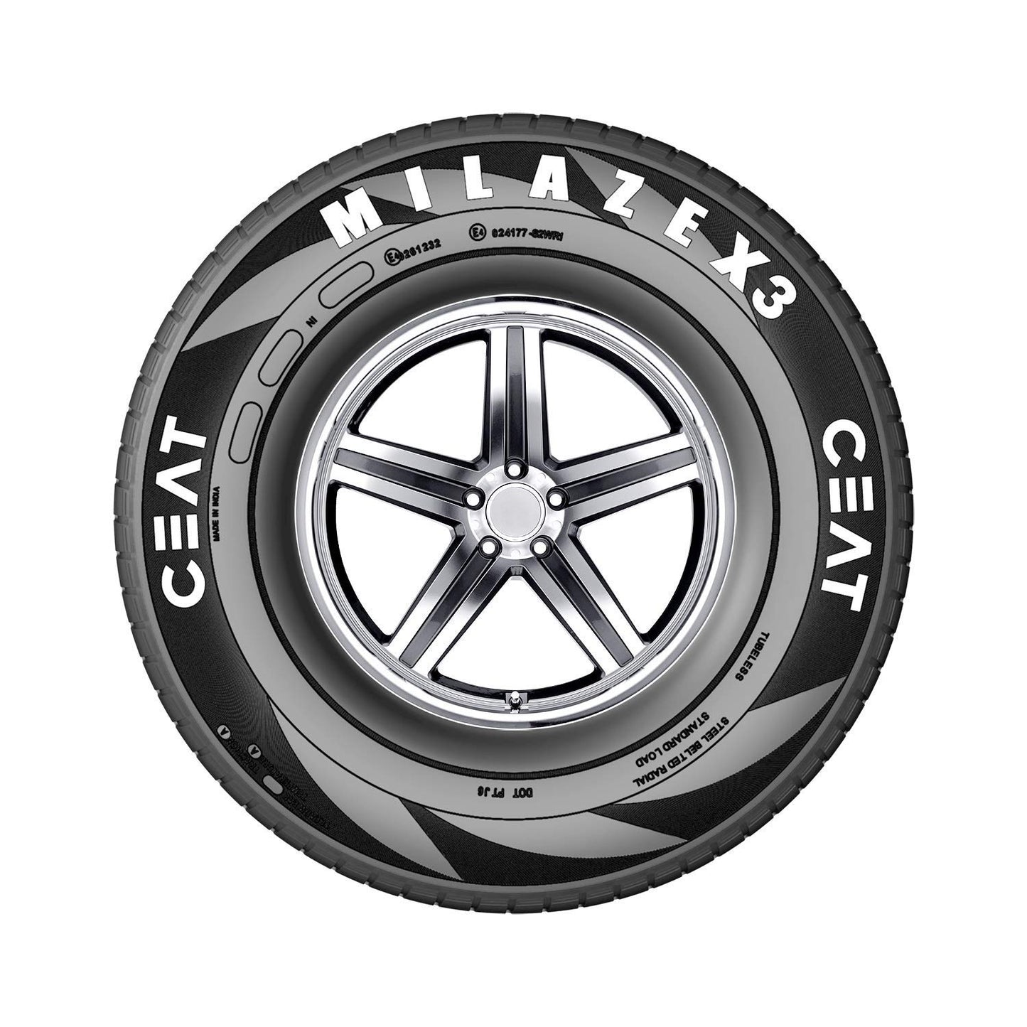 Ceat 155/80R13 MILAZE X3 Tubeless Tyre with add-on Home Fitment option.