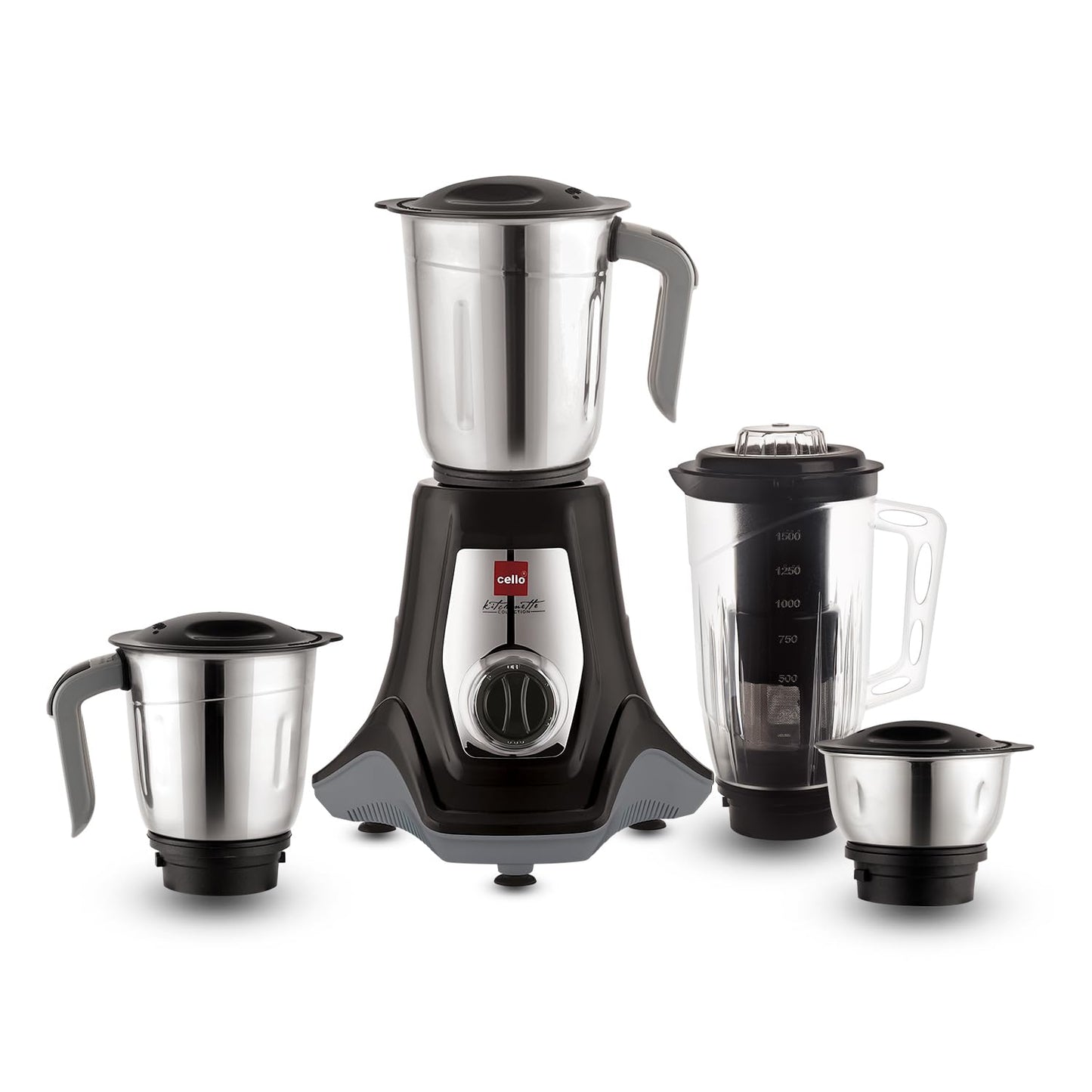 Cello Hercules Mixer Grinder 750W, Black- 2 Year Warranty (We Jar with Lid- 1.2 L; Dry Jar with Lid- 1L; Chuntney Jar with Lid- 500ml; Juicer Jar Capacity- 1500ml; Spatula)