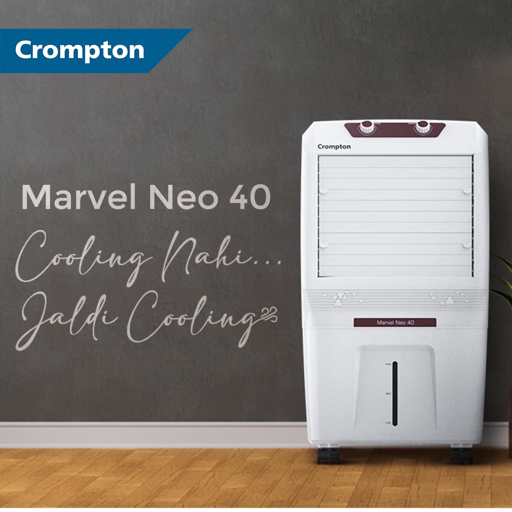 Crompton Marvel Neo Inverter Compatible Portable Personal Air Cooler (40L, White).