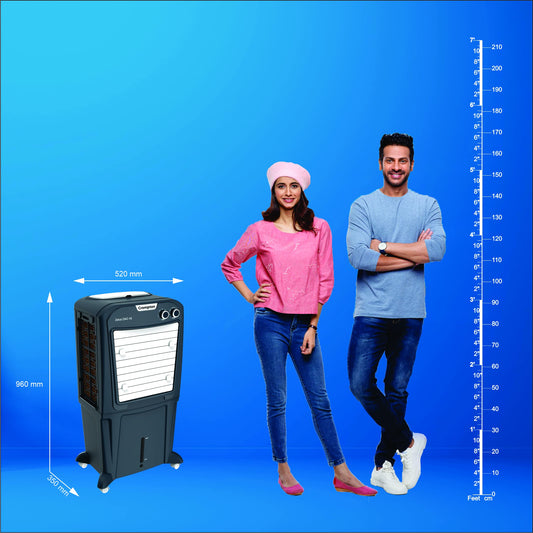 Crompton Zelus DAC Desert Air Cooler- 43L, with Everlast Pump, 4-Way Air Deflection and Honeycomb Pads, Grey, (ACGC-ZELUSDAC43)