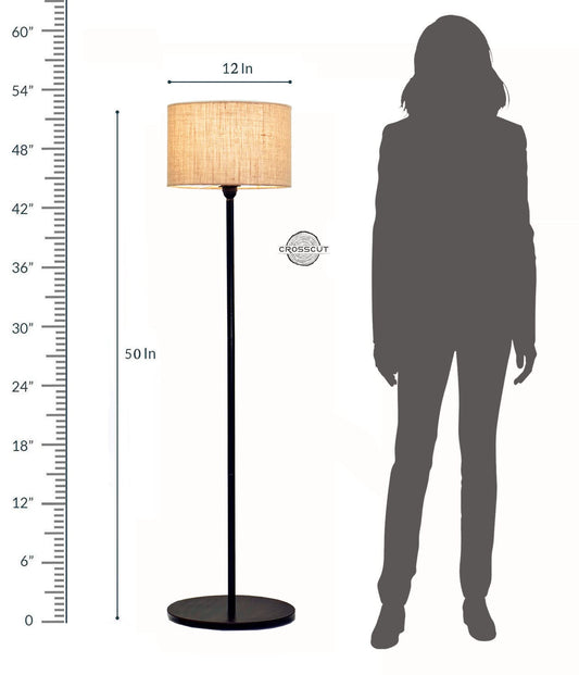 Crosscut Furniture Minimalist Design Floor Lamp (Jute Shade) LED Bulb Included, Beige