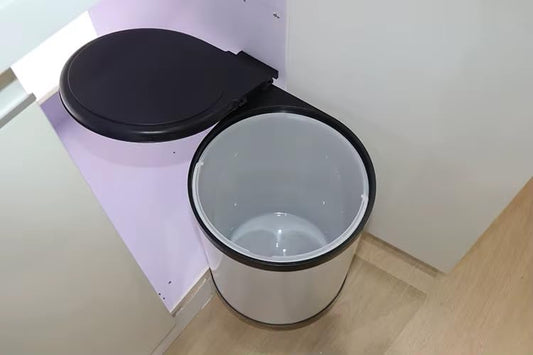 DBR Stainless Steel Auto Lid Pedal Dustbin/Garbage Bin with (9 LTR .) Silver & Black, Modular Kitchen Hardware & Accessories