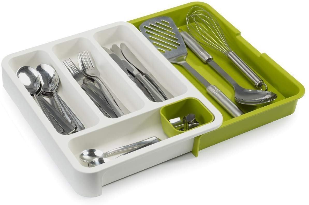 DRIXTY Anudas Expandable Cutlery Tray Plastic Drawer Holder To Store Organize Spoons Toiletries For Home Kitchen,Bed,Multipurpose Cutlery Organizer Tray/Store Plate For Modular Kitchen-Utensils (B)