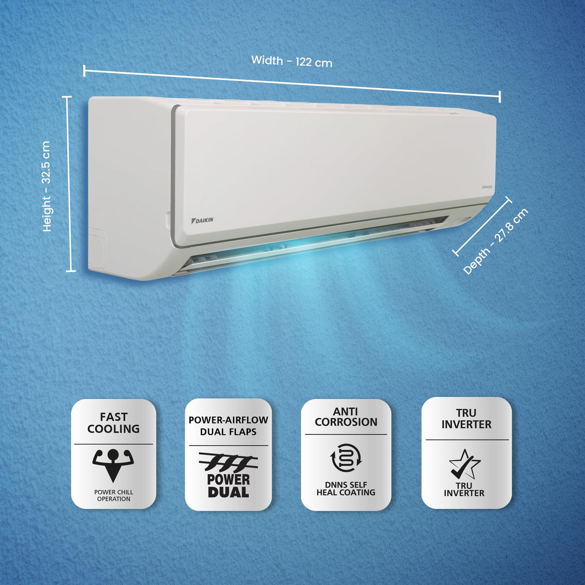 Daikin 2.6 Ton 4 Star Inverter Split AC (Copper, PM 2.5 Filter, FTKL90UV, White)
