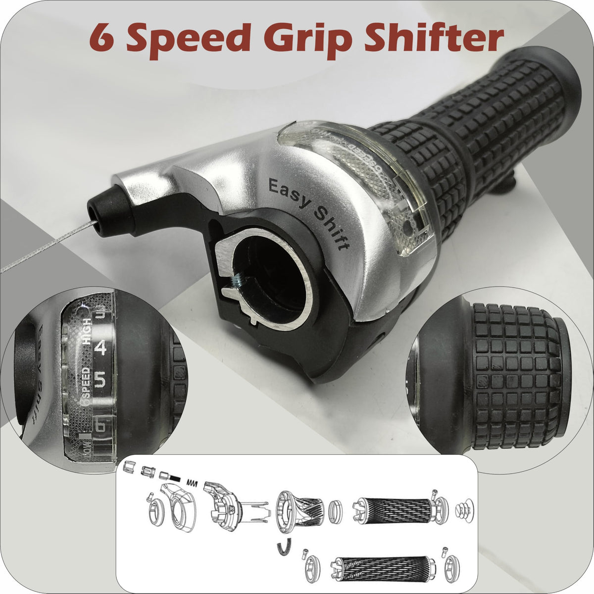 De Venta 6-Speed Gear Set Combo – Total 5 Parts Bicycle Accessories, Bicycle Gear Conversion Kit with Derailleur, Freewheel, Grip Shifter, Outer & Grip, Compatible for All Kind of Bicycles