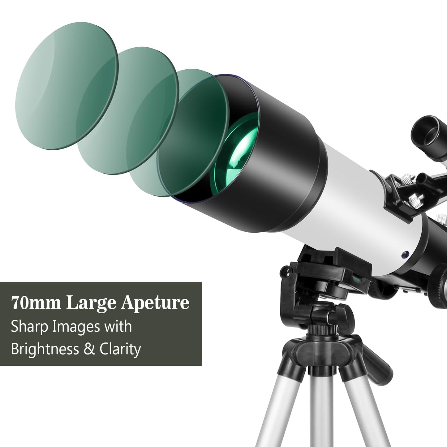 EACONN Telescopes, Telescope for Kids and Adults Beginners, 70mm Aperture 400mm Focus Length Refractor Travel Telescope with AZ Mount for Observe The Moon and Landscape