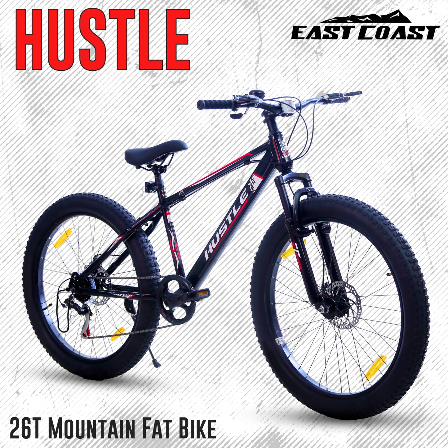 EAST COAST Hustle 26T Fat Tyre Cycle with Gear(7Speed) Black