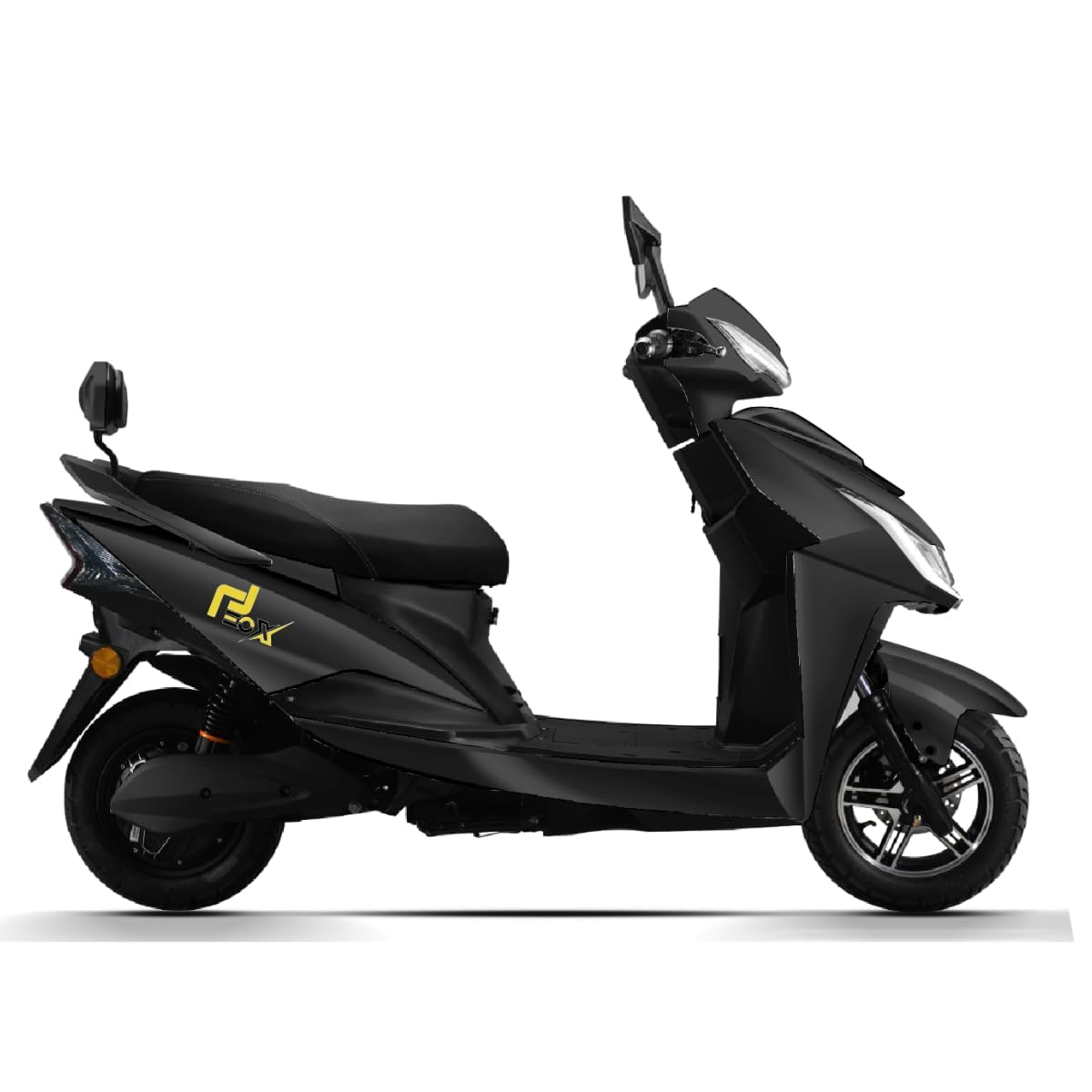 EOX E2 Low Speed Electric Scooter Non RTO with 60-80Km Range, Black Portable Lithium Battery & Charger