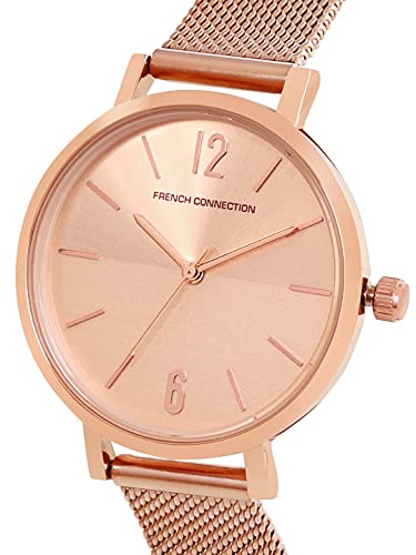 French Connection Stainless Steel Analog Rose Gold Dial Women's Watch-Fc007Rgm