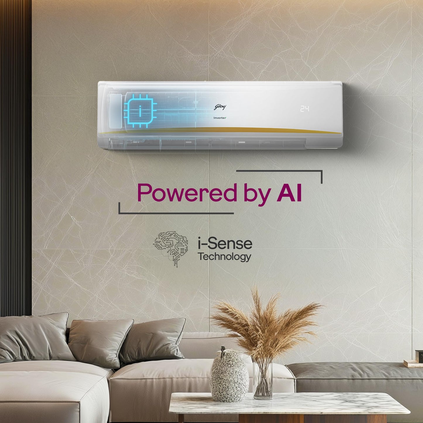 Godrej 2.5 Ton 3 Star, 5 Years Comprehensive Warranty, AI powered, 5-In-1 Convertible Cooling, 4 Way Air Swing Inverter Split AC (Copper, Heavy-Duty Cooling At 52 °C, AC 2.5T EI 30LINV3R32-WWR, White)