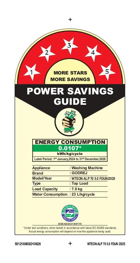 Godrej 7 Kg 5 Star Fabrisafe Steel Drum Fully-Automatic Top Load Washing Machine (WTEON ALP 70 5.0 FDUN GPGR, Graphite Grey, Zero Pressure Tech Fills Tub 60% Faster)