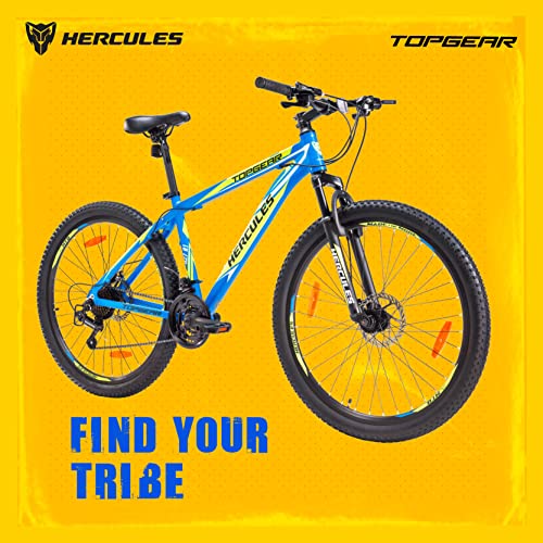 HERCULES-TOP GEAR-A27 R1 with Shimano Gears-Matte Bright Blue 43.17 Inches, Boys , Mountain Bike , Geared cycle