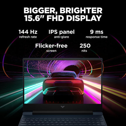 HP Victus, AMD Ryzen 5 5600H, NVIDIA RTX 3050, 16GB DDR4, 512GB SSD (Win11, Office21, Blue, 2.37kg) 144Hz, 9MS, IPS, 15.6-inch(39.6cm) Gaming Laptop, Backlit kb, Enhanced Cooling, fb0106AX/Fb0112AX