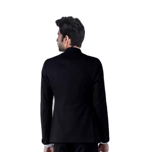 HUMJOLI Solid Bandhgala Blazer for Men, Casual, Formal, Party, Festive & Wedding (in, Numeric, 40, Black)
