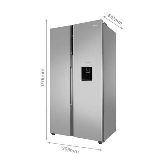 Haier 596 L, Wi-Fi enabled Water Dispenser Frost Free, 2-Door Side by Side Refrigerator with 100% Convertible Fridge Space & Expert Inverter Technology (HRS-682SWDU1, Shiny Steel)