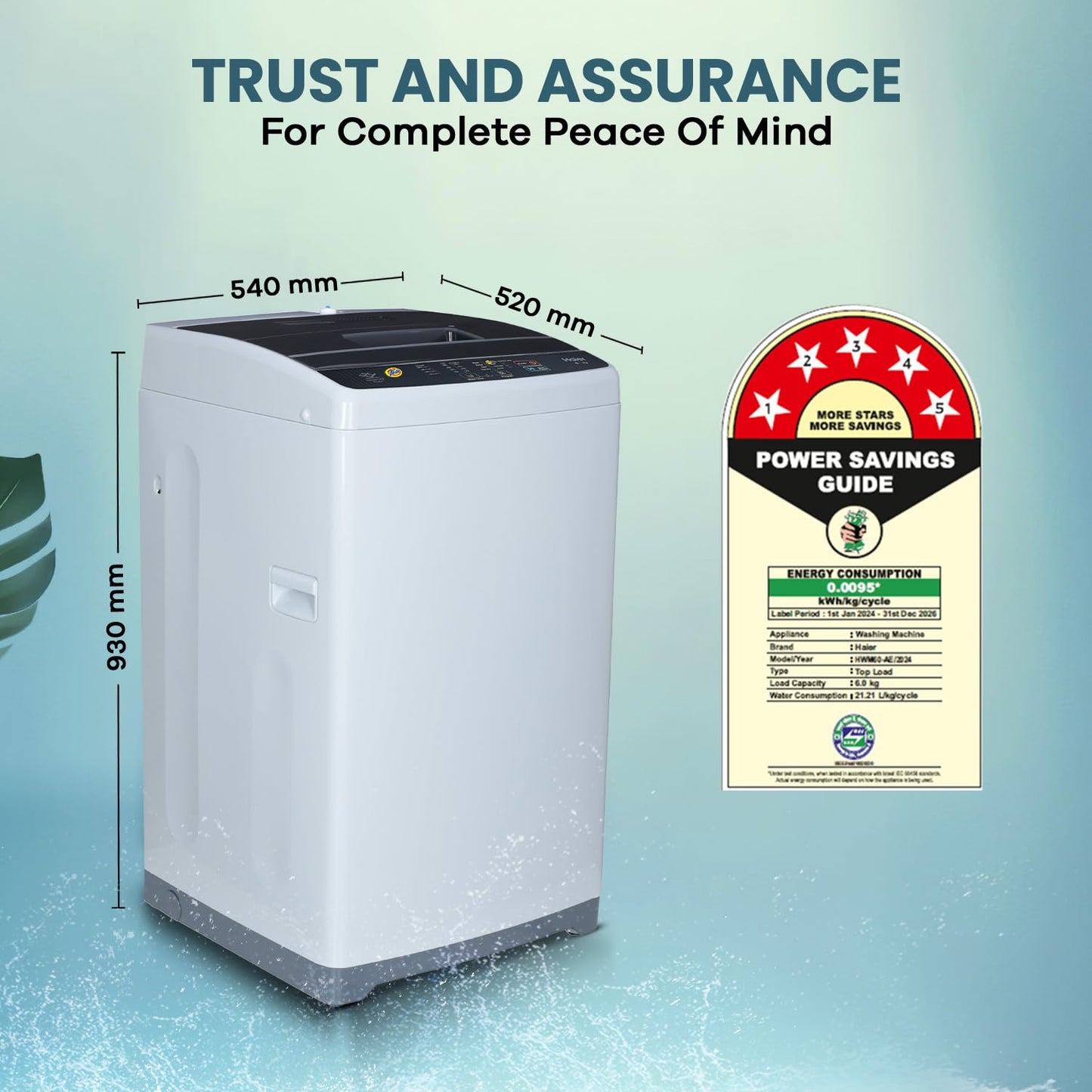 Haier 6.0 Kg 5 Star Oceanus Wave Technology Fully Automatic Top Loading Washing Machine (HWM60-AE, Magic Filter, Moonlight Grey)