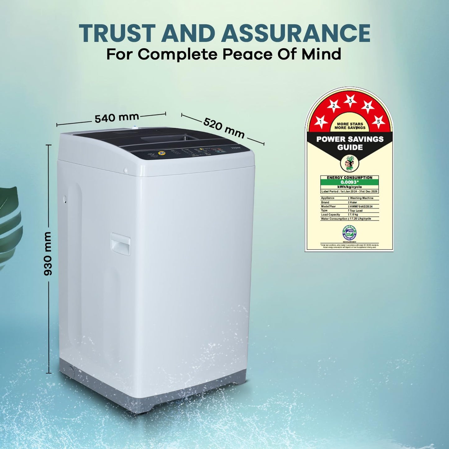 Haier 7 Kg, 5 Star, Oceanus Wave Technology Fully Automatic Top Loading Washing Machine (HWM70-AE, Magic Filter, Moonlight grey)