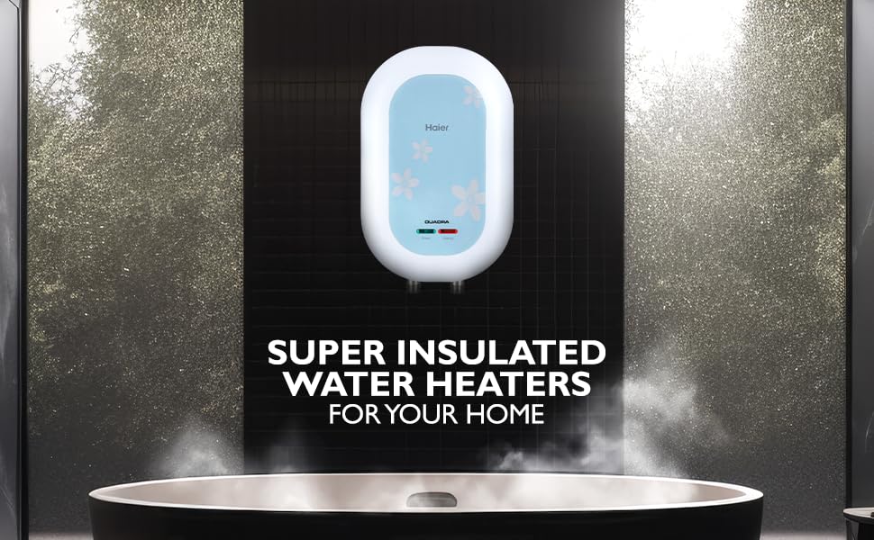 Haier ES3V-C1 Instant Water Heater 3 Litre Geyser 3 KW Water Geyser for Home No Weld Glasslined Tank|ABS Body| Indicating Light| Advanced Multi-Layered Safety|High Rise Compatible