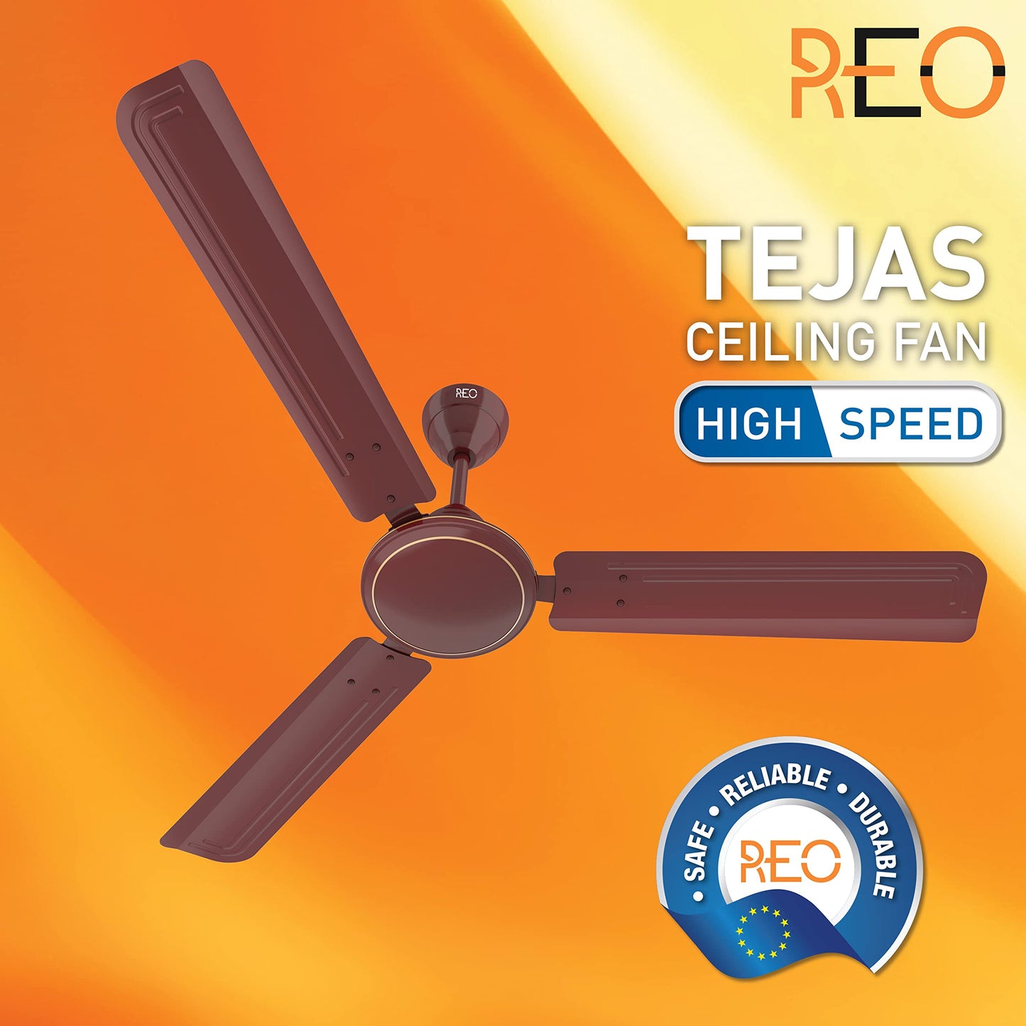 Havells 1200mm Tejas ES Ceiling Fan | High Speed, High Air Delivery | Strong & Powerful Copper motor, Air Delivery: 218 m³/min, RPM: 370, 2 Year Warranty | (Pack of 1, Brown)