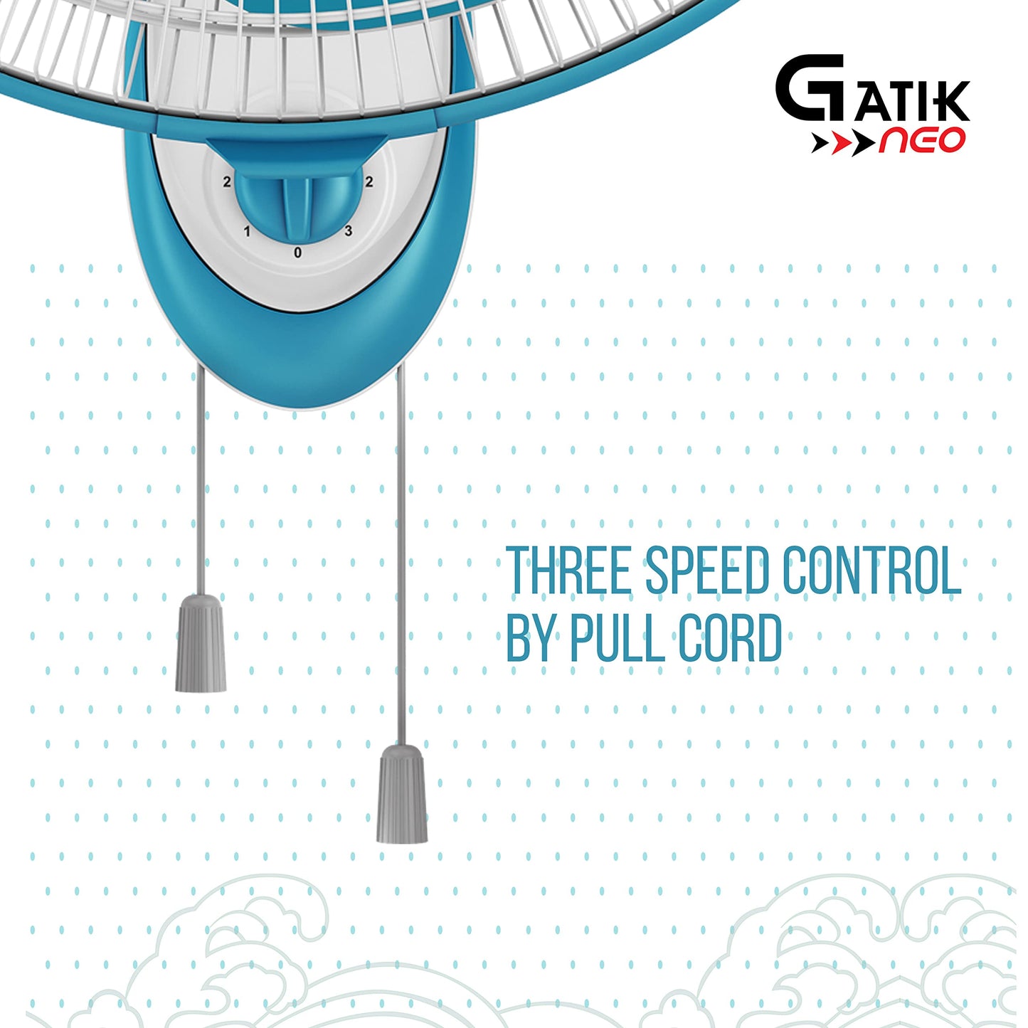 Havells Gatik Neo 400mm Wall Mounted Fan | High-Performance, Wall Fan for Kitchen & Home, Smooth Oscillation, 100% Copper Motor | 3-Speed Control, 2-Year Warranty | (Pack of 1, White Blue)