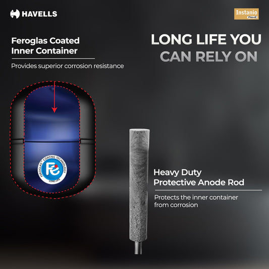 Havells Instanio Prime 25L Storage Water Heater(Geyser)|Faster Heating|Safer to use|Saves electricity|Engineered for Hard Water|Color Changing LED Indicator|Anti Rust Tank|Heavy Duty Heating Element