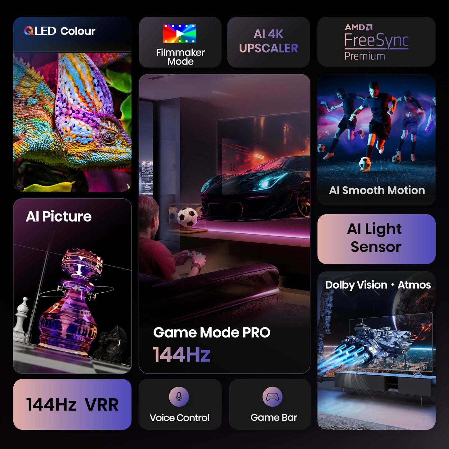 Hisense 139 cm (55 inches) E7Q PRO Series 4K Ultra HD Smart QLED TV 55E7Q PRO (Charcoal Grey)