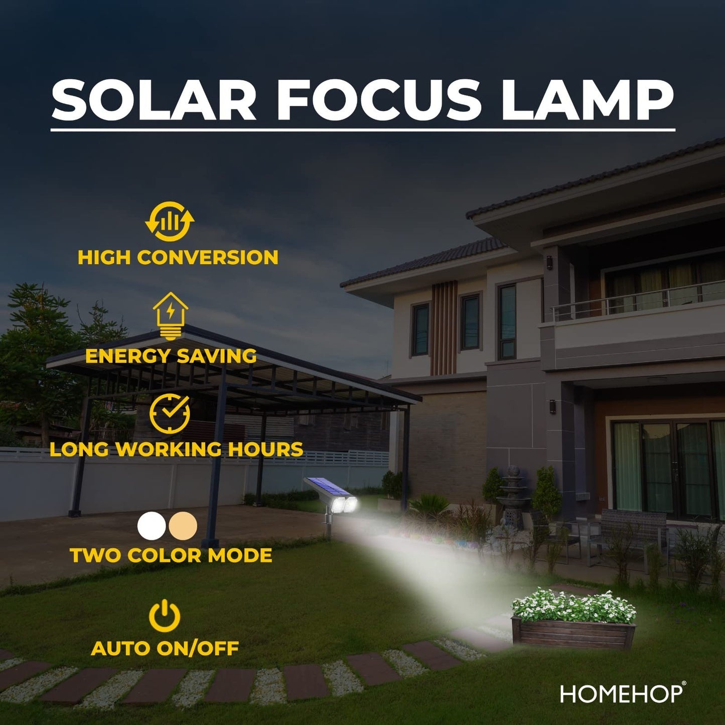 Homehop Solar Light Outdoor 18 LED',s Decorative Waterproof Spot Lamp for Garden, Landscape, Pathways, and Lawn with Auto On Off (ABS+PC Cool White)