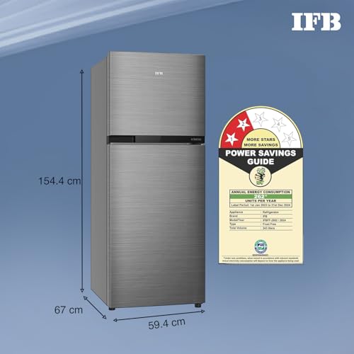IFB 243L 2 Star Frost Free inverter with Double Door Refrigerator (IFBFF-2902NBSE, Brush Grey) 7 in 1 Multi Mode with 360 Degree Cooling