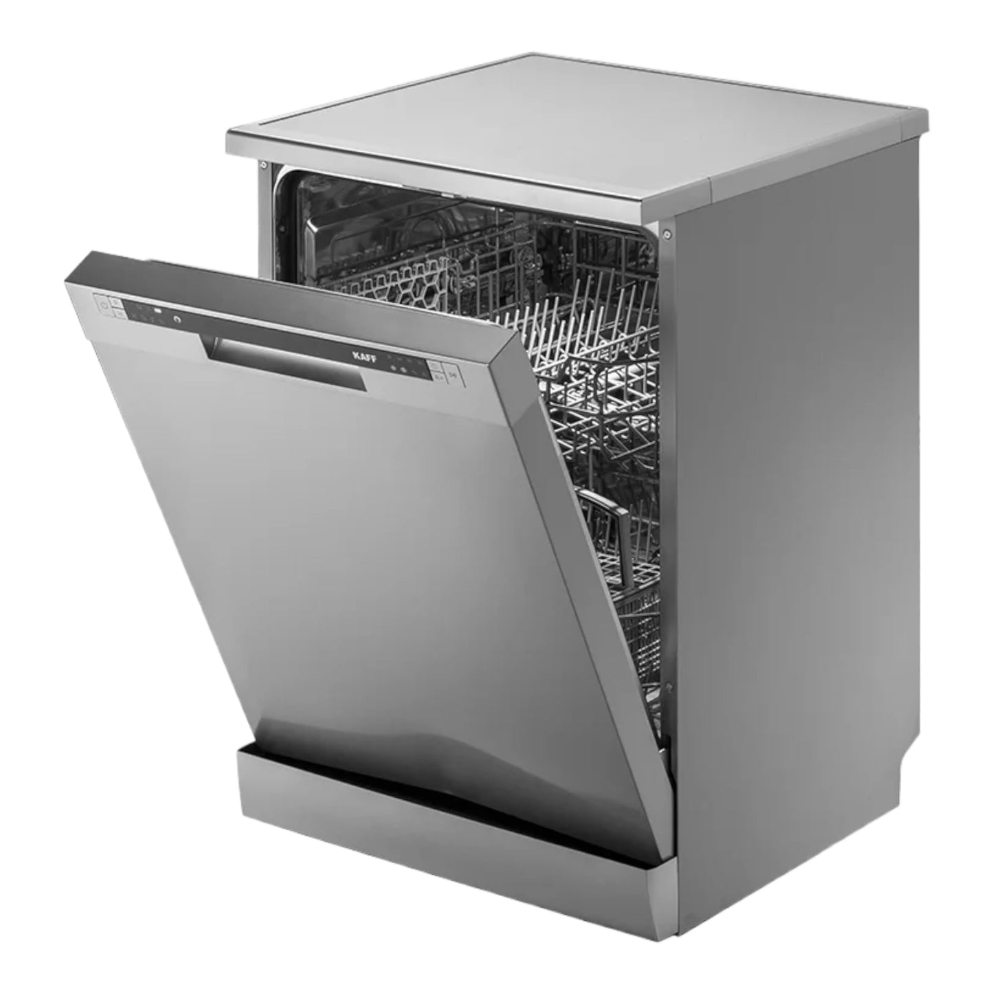 KAFF DW VETRA DX 60 | Three stage filtration, High Energy Efficiency, Quite Operation, Special Glass Wash Program | 12 standard place settings, Free Standing Dishwasher (Silver)