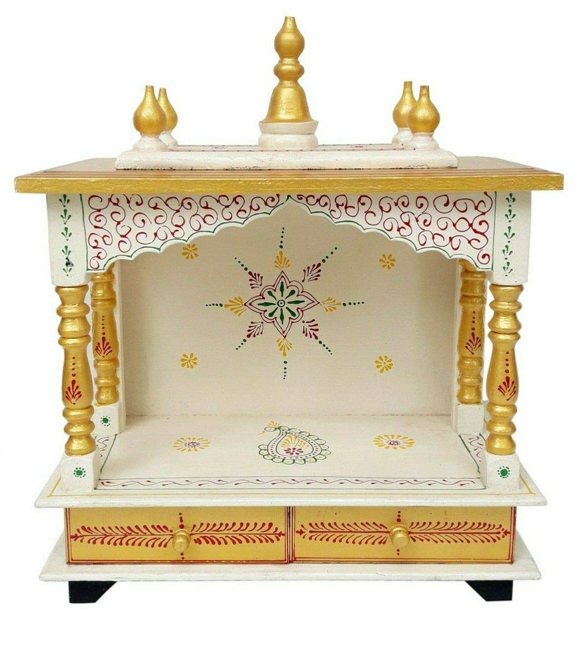 Kamdhenu Art and Craft Wooden Temple/Home/Pooja Mandir/Mandap (Gold), 61 cm