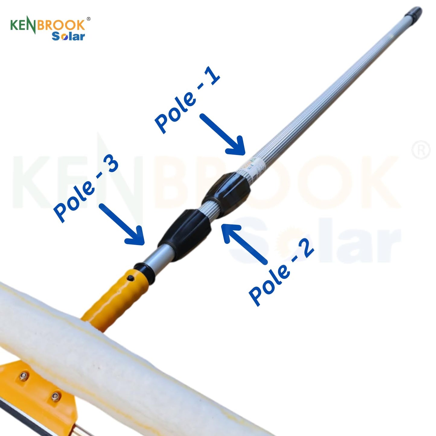 Kenbrook Solar 6 Meters Long Solar Panel Cleaning Mop with Microfiber, Wiper, & Adjustable Telescopic Extension Pole 2 to 6 Meters, Multipurpose for Solar Panels, Glass, and Home Cleaning (6 Meter)