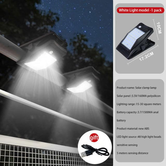 Khinda LED Solar Light with Motion Sensor Solar Powered Spotlight, Solar Clip Lights for Home Security with inbuilt 1500MH Battery (White) 48 LED-Acrylonitrile Butadiene Styrene
