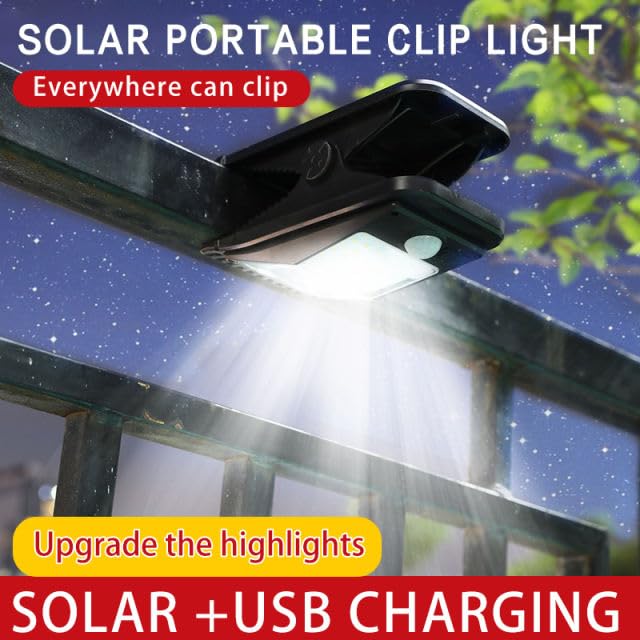 Khinda LED Solar Light with Motion Sensor Solar Powered Spotlight, Solar Clip Lights for Home Security with inbuilt 1500MH Battery (White) 48 LED-Acrylonitrile Butadiene Styrene