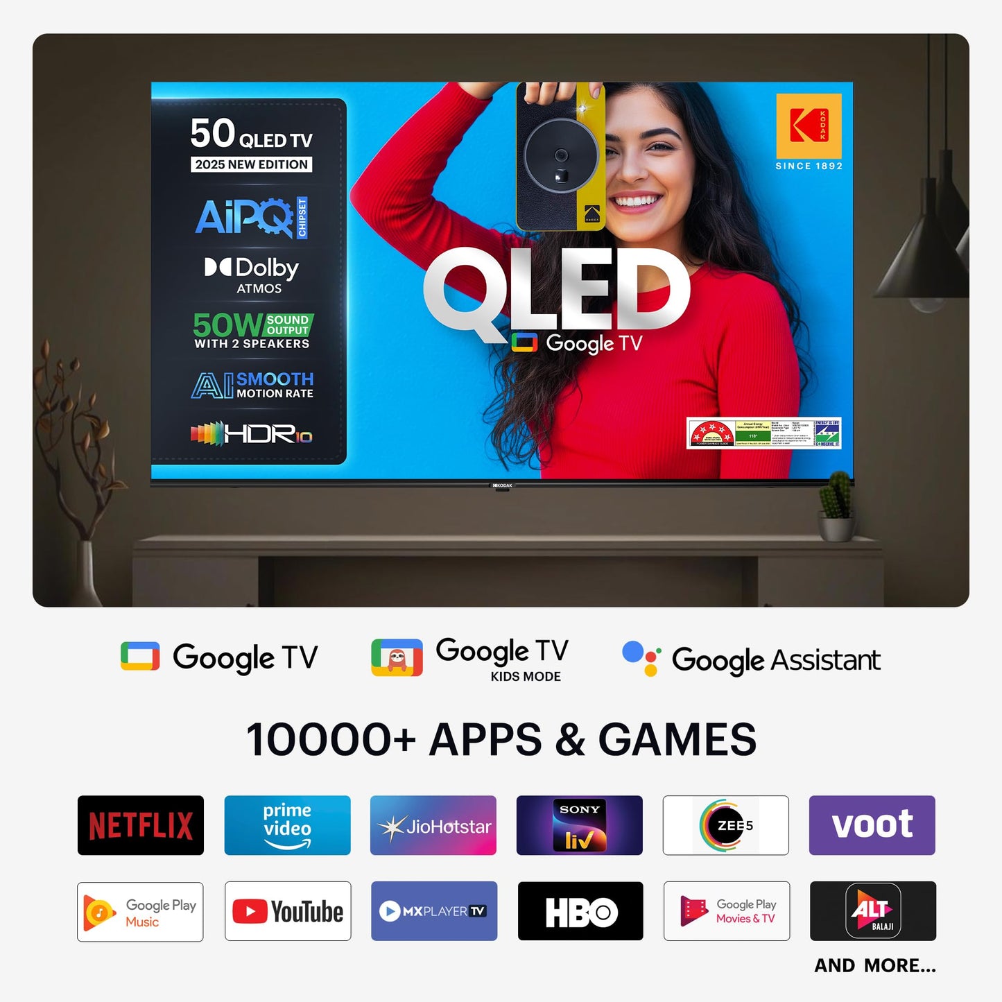 Kodak 126 cm (50 inches) Matrix Series UHD 4K QLED Google TV 50ST5015