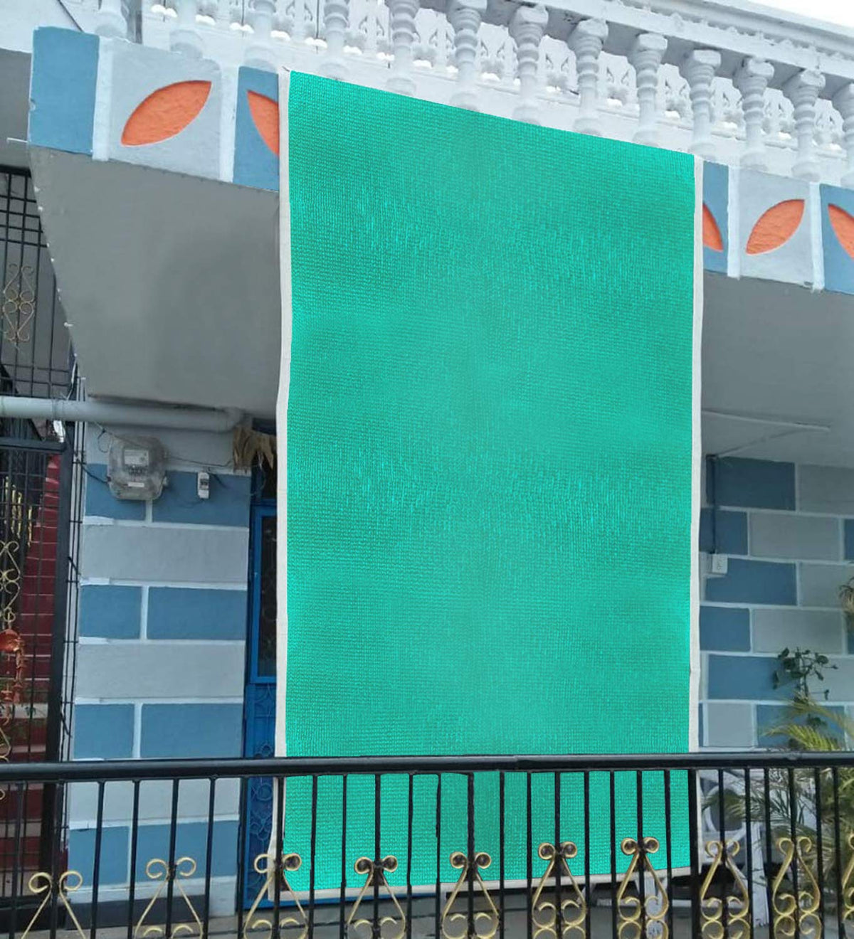Kuber Industries Dark Green Sun Shade Sail Square Canopy | Agro Net/Shade for Balcony & Garden | Permeable UV Block Fabric Durable Outdoor-10 x 5 ft. (Green)