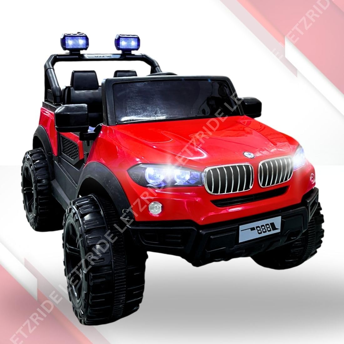 LETZRIDE Kids Speed-888 Battery car for Kids | Battery Operated Jeep 1 to 7 Year Kids | Electric Jeep for Kids | Ride on-Dual Control Mode, Swing Function, Led Lights, with Seat Belts | (Red)