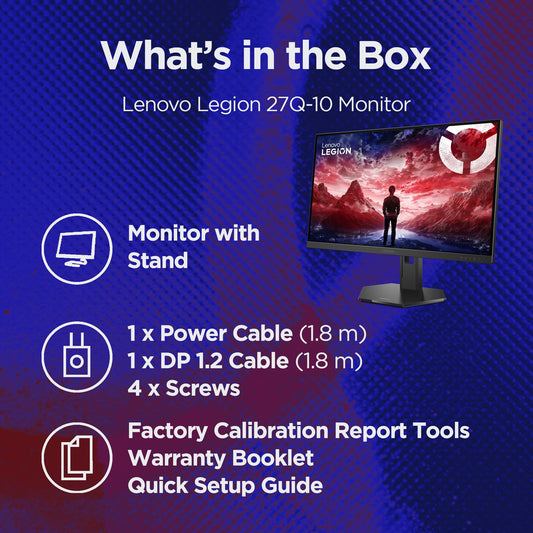 Lenovo Legion 27Q-10 | 27" (68.58cm) QHD IPS 240Hz Gaming Monitor | 0.5ms, AMD FreeSync, NVIDIA G-Sync 99% sRGB, 2xHDMI 2.1 TMDS, 1xDP 1.4| Tilt, Swivel, Pivot, Height Adjust | Black | 68C6GAC4IN